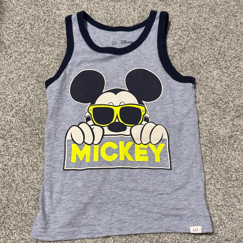 GAP Mickey Mouse Gray Tank Top with Yellow Accents
